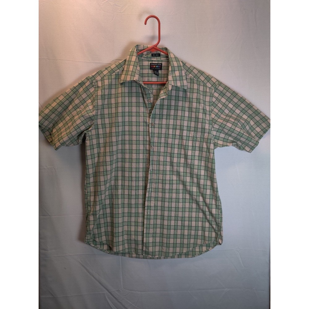 Alexander Julian Colours 90s Green Plaid Sz L Button Up Shirt *Small Hole*
